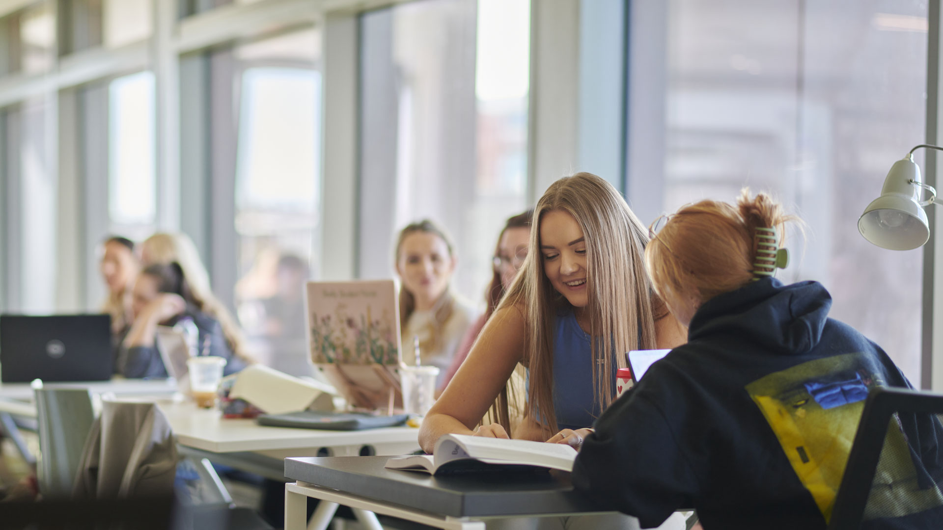 Students working at a desk